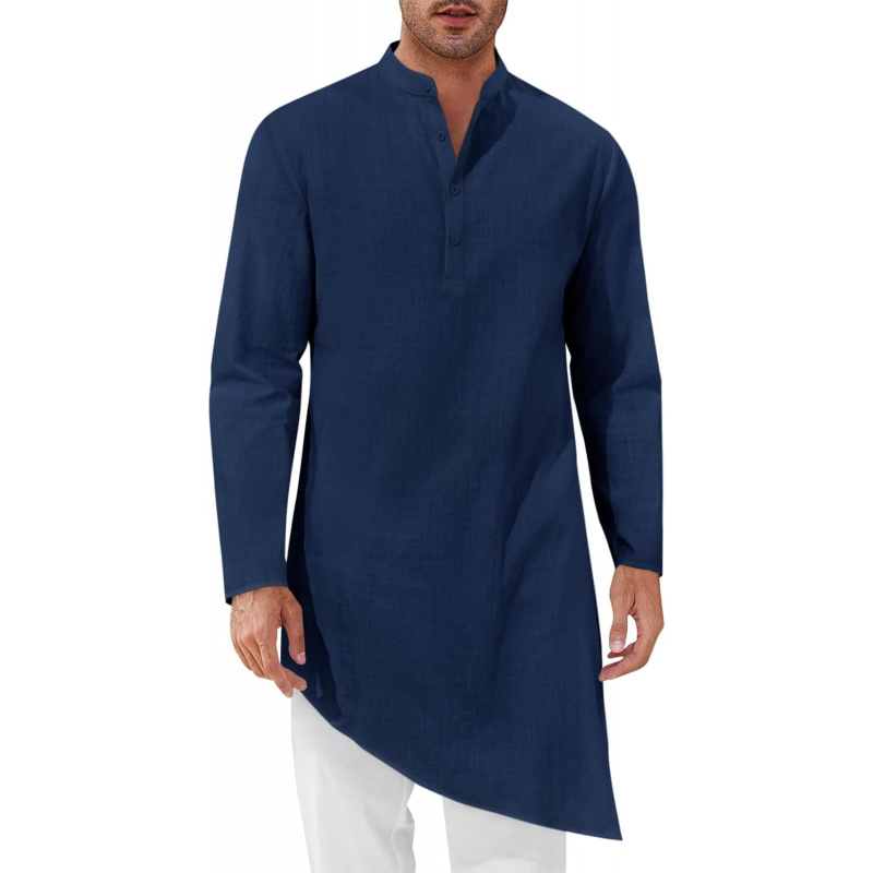Kurta Men Cotton - Мужской кафтан-халат из хлопка с длинным