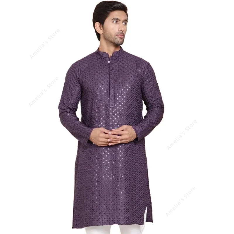 Kurta Men Cotton - Индийская мужская туника Kurta, хлопковая легкая