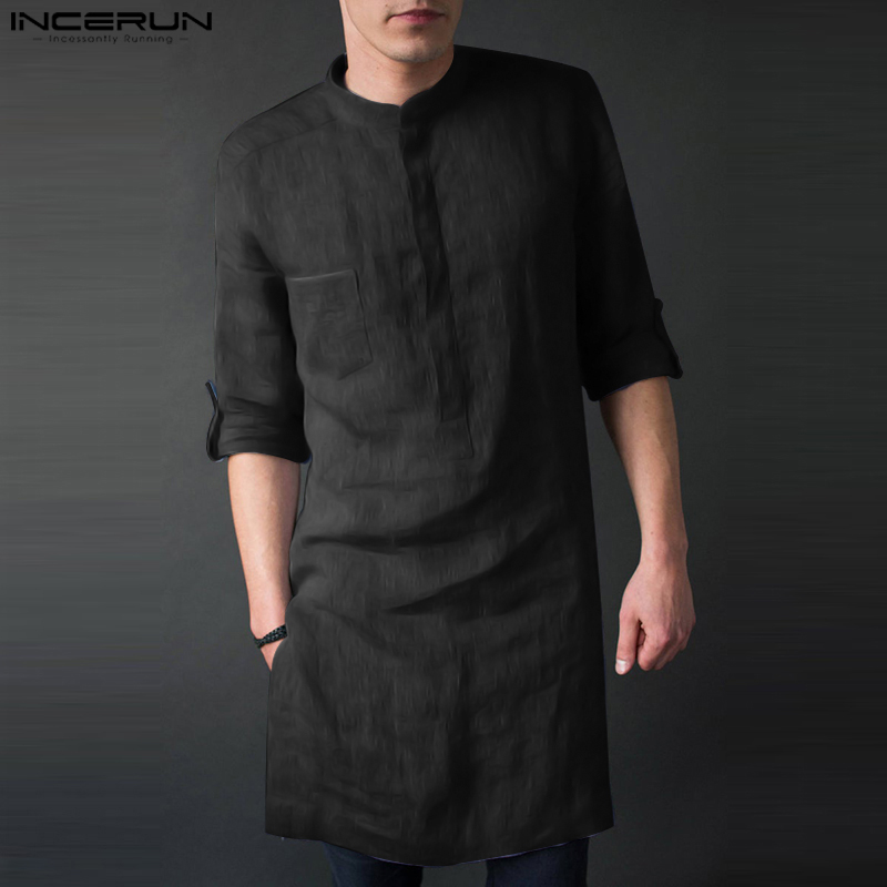 Kurta Men Cotton - INCERUN мужские футболки миди с длинными
