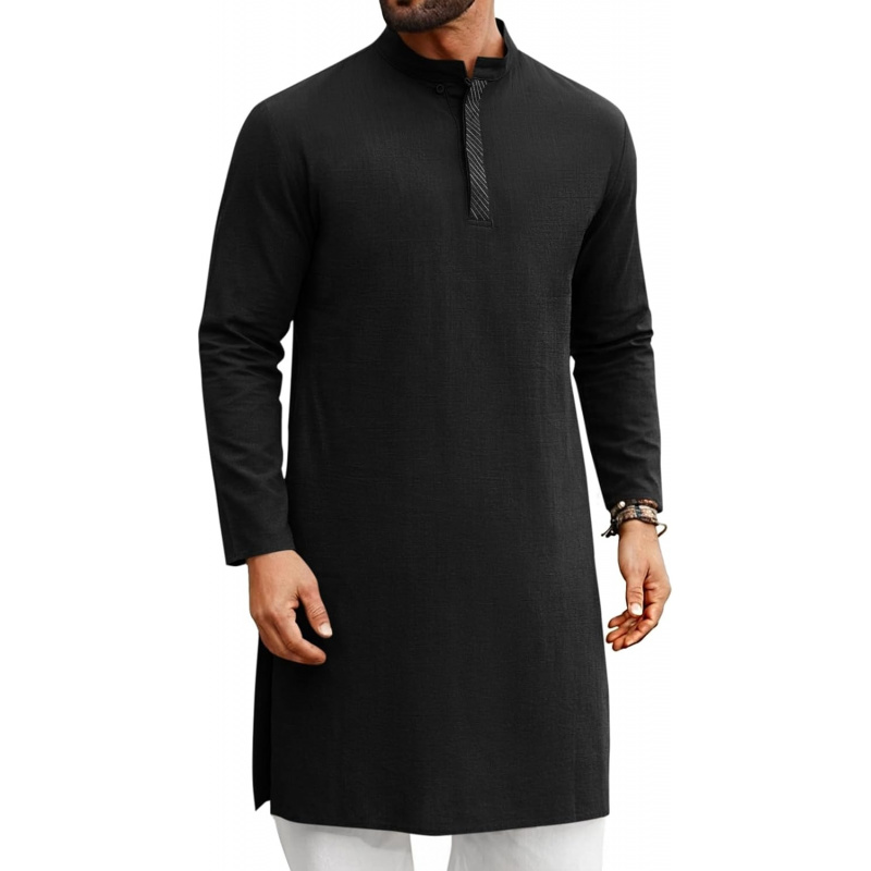 Kurta Men Cotton - Мужской кафтан-тобе с длинным рукавом, повседневная