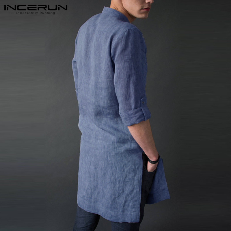 INCERUN мужские футболки миди  – обзор и цена Kurta Men Cotton