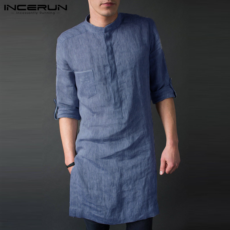 INCERUN мужские футболки миди  – обзор и цена Kurta Men Cotton