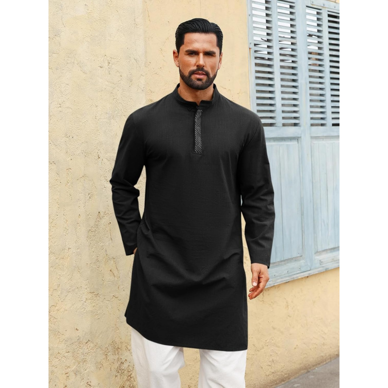 Мужской кафтан-тобе с длинным  – обзор и цена Kurta Men Cotton